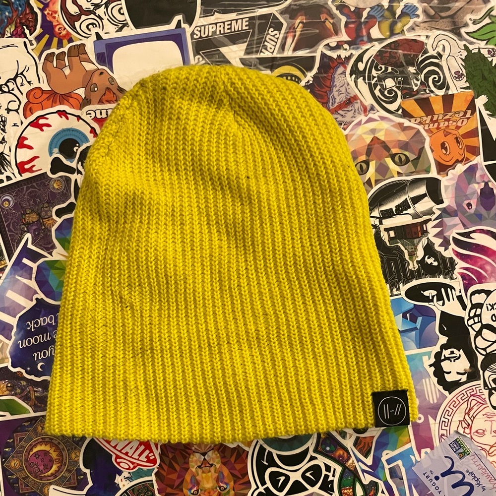Yellow Twenty One Pilots knit beanie
